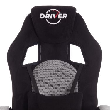 Кресло игровое Tetchair DRIVER 22 флок/ткань, черный/серый, 35/TW-12