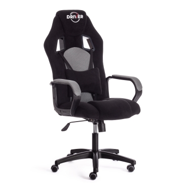 Кресло игровое Tetchair DRIVER 22 флок/ткань, черный/серый, 35/TW-12