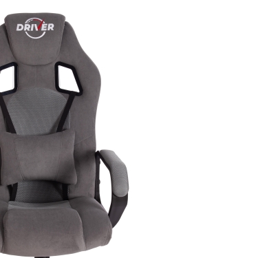 Кресло игровое Tetchair DRIVER 22 флок/ткань, серый/серый, 29/TW-12
