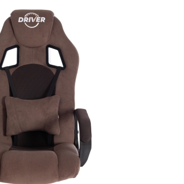 Кресло игровое Tetchair DRIVER 22 флок/ткань, коричневый, 6/TW-24
