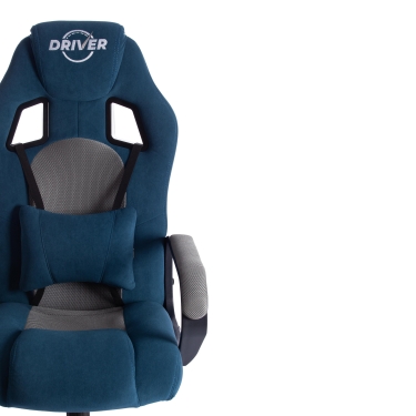 Кресло игровое Tetchair DRIVER 22 флок/ткань, синий/серый, 32/TW-12