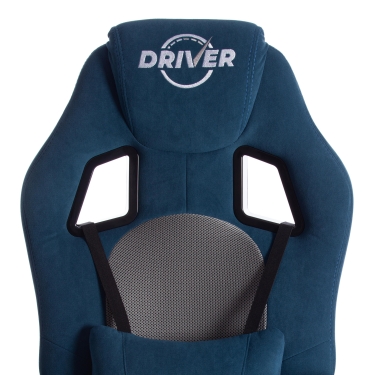 Кресло игровое Tetchair DRIVER 22 флок/ткань, синий/серый, 32/TW-12