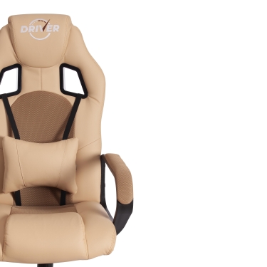Кресло игровое Tetchair DRIVER 22 кож/зам/ткань, бежевый/бронза, 36-34/TW-21