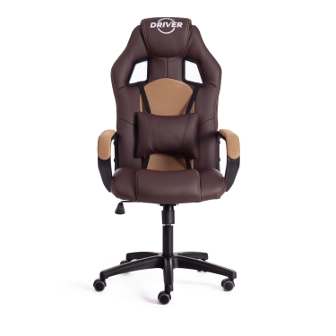Кресло игровое Tetchair DRIVER 22 кож/зам/ткань, коричневый/бронза, 36-36/TW-21