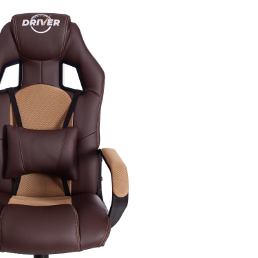 Кресло игровое Tetchair DRIVER 22 кож/зам/ткань, коричневый/бронза, 36-36/TW-21