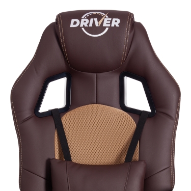 Кресло игровое Tetchair DRIVER 22 кож/зам/ткань, коричневый/бронза, 36-36/TW-21