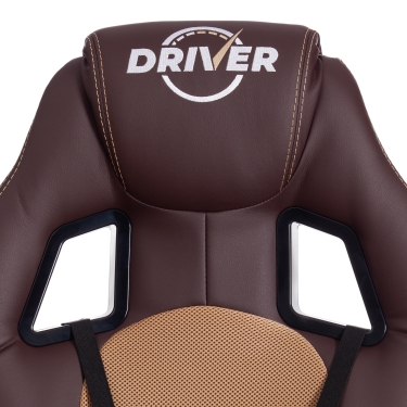 Кресло игровое Tetchair DRIVER 22 кож/зам/ткань, коричневый/бронза, 36-36/TW-21