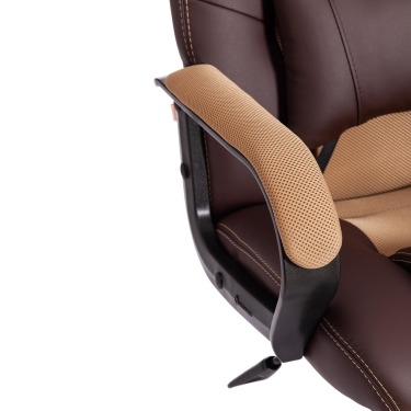 Кресло игровое Tetchair DRIVER 22 кож/зам/ткань, коричневый/бронза, 36-36/TW-21