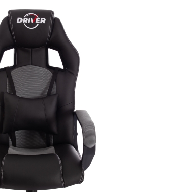 Кресло игровое Tetchair DRIVER 22 кож/зам/ткань, черный/серый, 36-6/TW-12