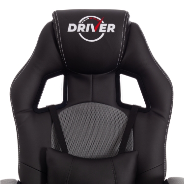 Кресло игровое Tetchair DRIVER 22 кож/зам/ткань, черный/серый, 36-6/TW-12