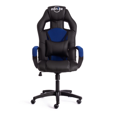 Кресло DRIVER 22 кож/зам/ткань, черный/синий, 36-6/TW-10