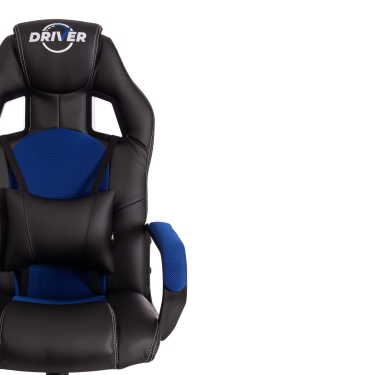 Кресло DRIVER 22 кож/зам/ткань, черный/синий, 36-6/TW-10