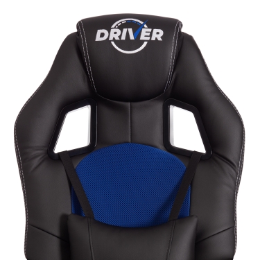Кресло DRIVER 22 кож/зам/ткань, черный/синий, 36-6/TW-10