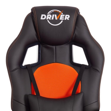 Кресло игровое Tetchair DRIVER 22 кож/зам/ткань, черный/оранжевый, 36-6/TW-07