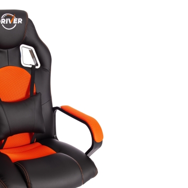 Кресло игровое Tetchair DRIVER 22 кож/зам/ткань, черный/оранжевый, 36-6/TW-07