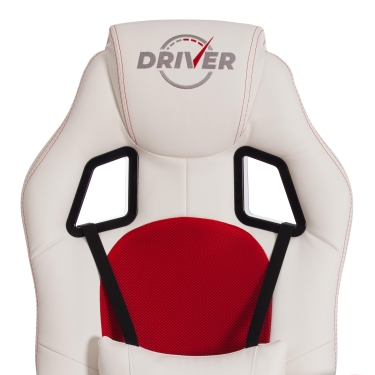 Кресло DRIVER 22 кож/зам/ткань, белый/красный, 36-01/TW-08