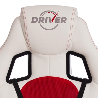 Кресло DRIVER 22 кож/зам/ткань, белый/красный, 36-01/TW-08