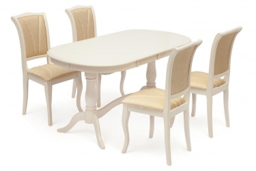 Стол раскладной Tetchair Siena SA-T6EX2L Дерево гевея / МДФ,  Ivory White (слоновая кость)