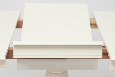 Стол обеденный LEONARDO Леонардо дерево гевея/мдф, Dia 107 + 46 x 76 cm, pure white 402