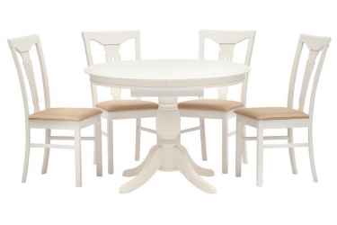 Стол обеденный LEONARDO Леонардо дерево гевея/мдф, Dia 107 + 46 x 76 cm, pure white 402