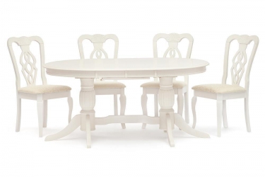 Стол обеденный LORENZO Лоренцо дерево гевея/мдф, 160+46x107x76 cm, pure white 402