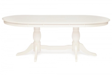 Стол обеденный LORENZO Лоренцо дерево гевея/мдф, 160+46x107x76 cm, pure white 402