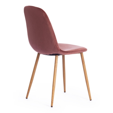 Стул BREEZE mod. 4724 металл/вельвет, 44х48х87см, коралловый/натуральное дерево