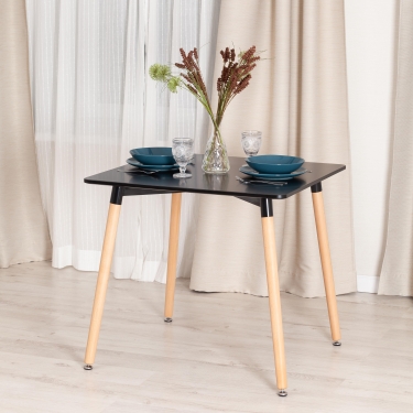 Стол Tetchair JOHN mod. T1003 МДФ/дерево, 80 х 80 х 75 см , Black черный/ Natural натуральный