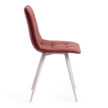 Стул Tetchair CHILLY mod. 7095-1 ткань/металл, 45x53х88 см, высота до сиденья 50 см, коралловый barkhat 15 /белый