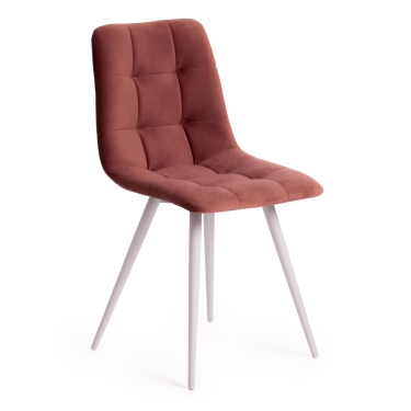 Стул Tetchair CHILLY mod. 7095-1 ткань/металл, 45x53х88 см, высота до сиденья 50 см, коралловый barkhat 15 /белый