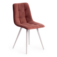 Стул Tetchair CHILLY mod. 7095-1 ткань/металл, 45x53х88 см, высота до сиденья 50 см, коралловый barkhat 15 /белый