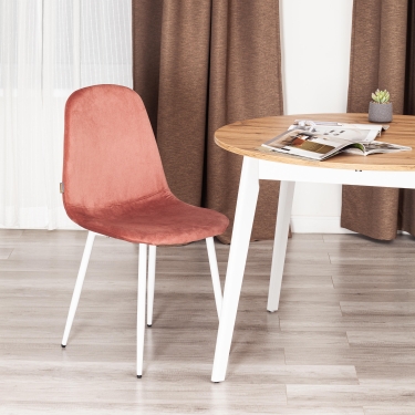 Стул Tetchair BREEZE mod. JSC-58 Велюр / металл , Coral (коралловый) HLR44 / белый