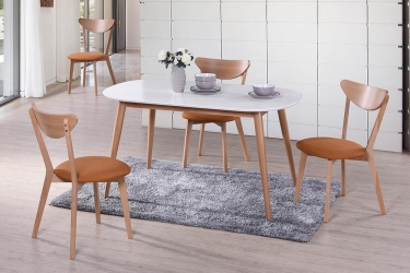 Стол обеденный Tetchair MAX Макс основание бук, столешница мдф, 140 х 80 х 75см, Белый+Натуральный Бук