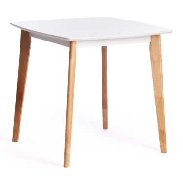 Стол обеденный Tetchair Claire квадратный гевея / МДФ, 80 x 80 x 75см , White Белый / Natural натуральный