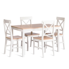 Обеденный комплект Tetchair Хадсон / Hudson Dining Set mod.0103, White (Белый) / Natural (натуральный)