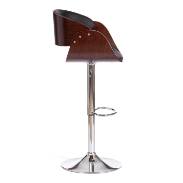 Барный стул Tetchair LANDO mod.4036 металл/дерево/экокожа, 59х51х93-114 см, высота сиденья 62-83 см, черный/орех/хром