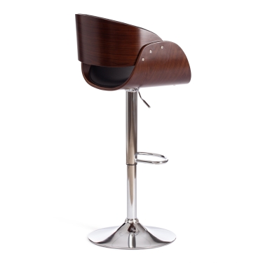 Барный стул Tetchair LANDO mod.4036 металл/дерево/экокожа, 59х51х93-114 см, высота сиденья 62-83 см, черный/орех/хром