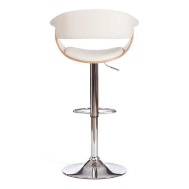 Барный Tetchair стул VIMTA mod.4021S металл/дерево/экокожа, 60х51х91,5-112,5 см, высота сиденья 61,5-82,5 см, белый/натуральный/хром