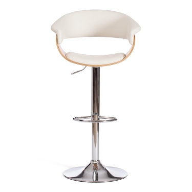 Барный Tetchair стул VIMTA mod.4021S металл/дерево/экокожа, 60х51х91,5-112,5 см, высота сиденья 61,5-82,5 см, белый/натуральный/хром