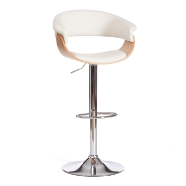 Барный Tetchair стул VIMTA mod.4021S металл/дерево/экокожа, 60х51х91,5-112,5 см, высота сиденья 61,5-82,5 см, белый/натуральный/хром
