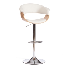 Барный Tetchair стул VIMTA mod.4021S металл/дерево/экокожа, 60х51х91,5-112,5 см, высота сиденья 61,5-82,5 см, белый/натуральный/хром