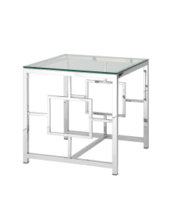 Журнальный столик Stool group БРУКЛИН, 55х55, прозрачное стекло, сталь серебро
