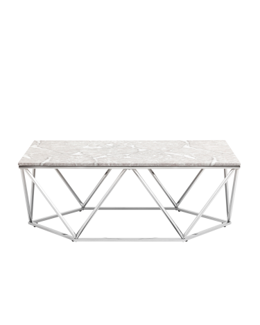 Журнальный столик Stool group Авалон 122х66, серый мрамор, сталь серебро