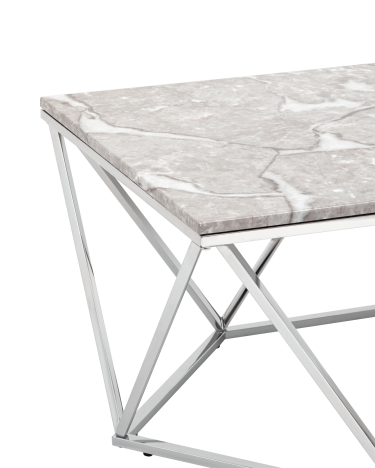 Журнальный столик Stool group Авалон 122х66, серый мрамор, сталь серебро