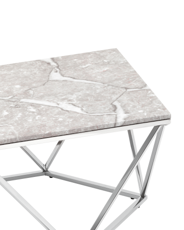 Журнальный столик Stool group Авалон 122х66, серый мрамор, сталь серебро