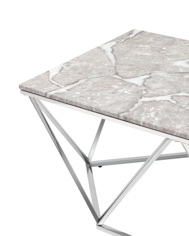 Журнальный столик Stool group Авалон 122х66, серый мрамор, сталь серебро