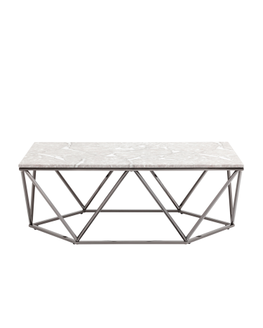 Журнальный столик Stool group Авалон 122х66, серый мрамор, сталь темный хром