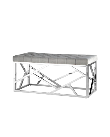 Банкетка-скамейка Stool group АРТ ДЕКО, вельвет серый, сталь серебро