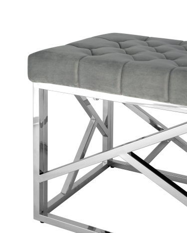 Банкетка-скамейка Stool group АРТ ДЕКО, вельвет серый, сталь серебро