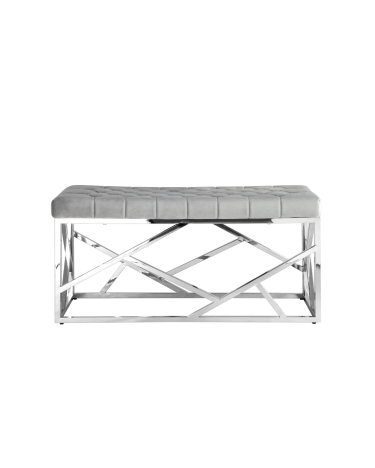Банкетка-скамейка Stool group АРТ ДЕКО, вельвет серый, сталь серебро